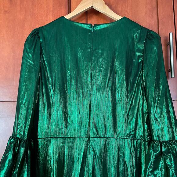 Pomander Place Emerald Crinkle Lurex Lillith Dress Maxi Green Size XL NEW - Picture 7 of 10